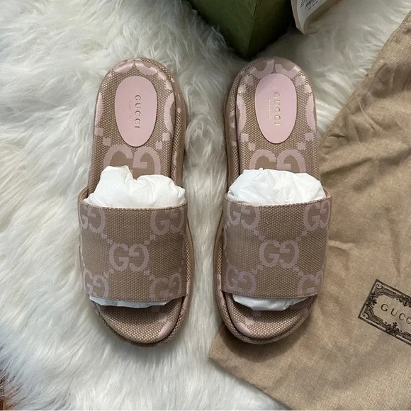 Gucci Pastel GG Logo Platform Sandals - Picture 3 of 5